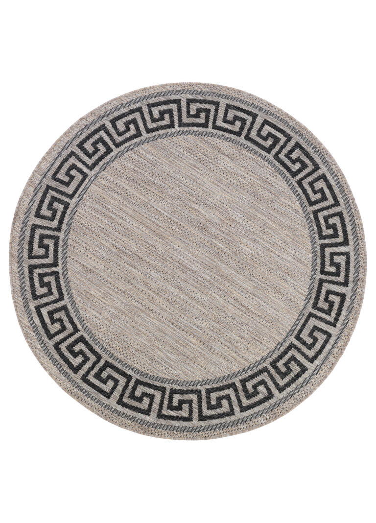Area Rug Melissa Round Brown Black ZigZag Indoor Outdoor