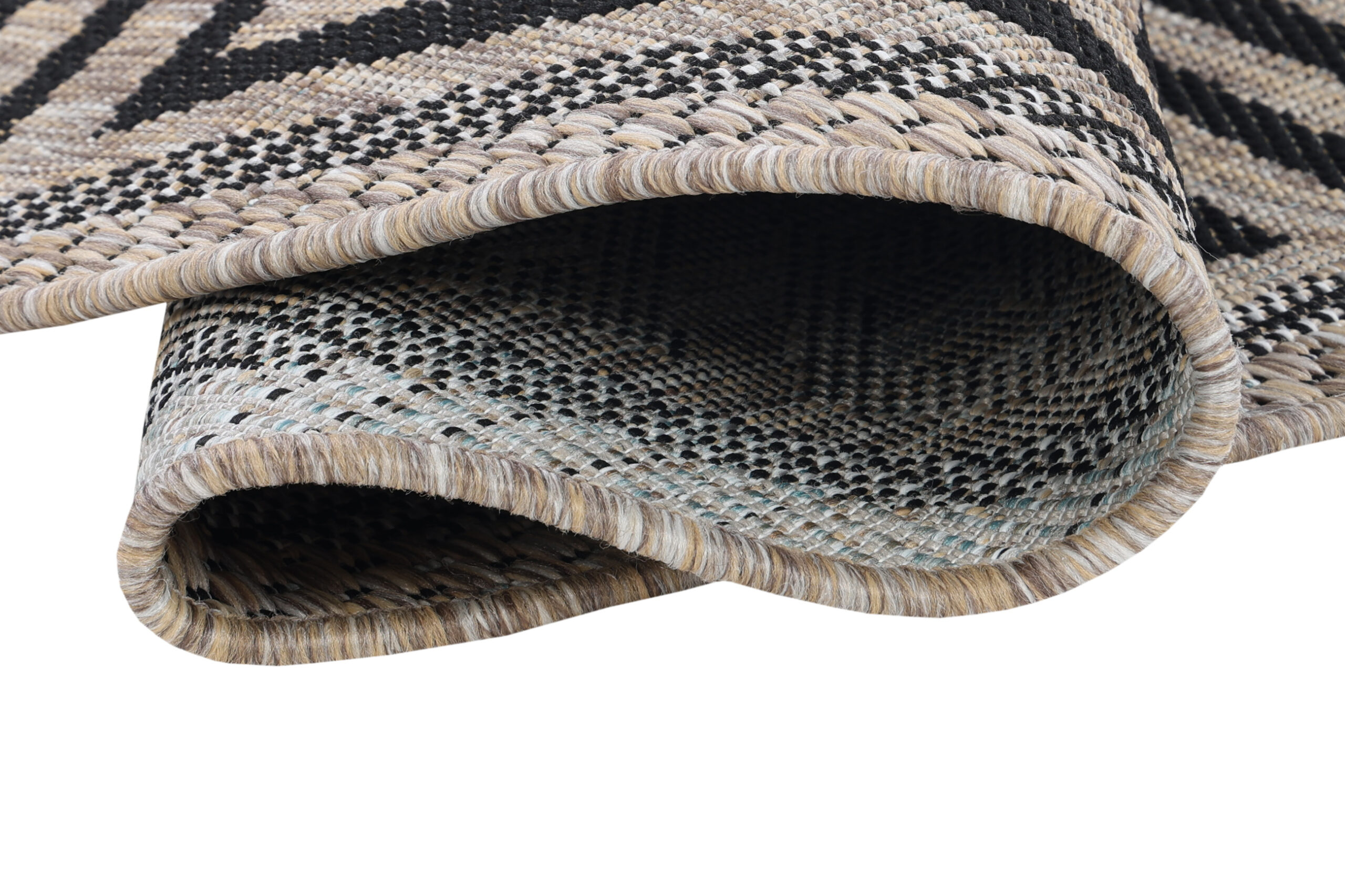 Area Rug Melissa Round Brown Black ZigZag Indoor Outdoor