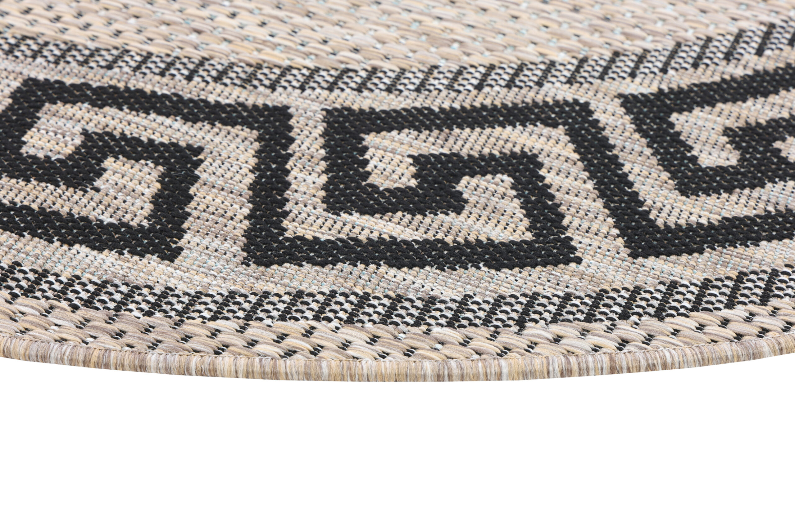 Area Rug Melissa Round Brown Black ZigZag Indoor Outdoor
