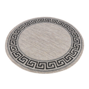 Area Rug Melissa Round Brown Black ZigZag Indoor Outdoor