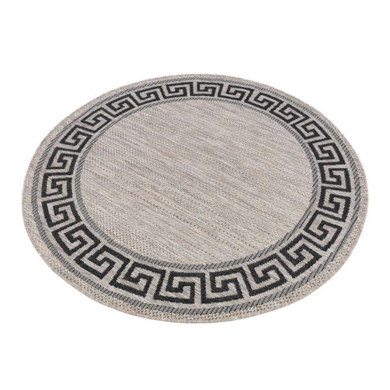 Area Rug Melissa Round Brown Black ZigZag Indoor Outdoor