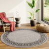 Area Rug Melissa Round Brown Black ZigZag Indoor Outdoor