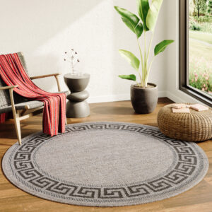 Area Rug Melissa Round Brown Black ZigZag Indoor Outdoor