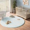Kids’ Rug Fluffin Round Baby Blue Non-slip
