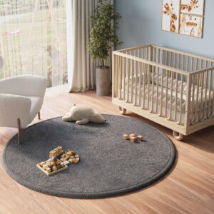 Kids’ Rug Fluffin Round Gray Non-slip