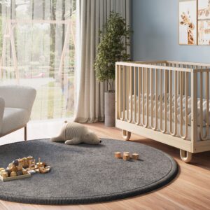 Kids’ Rug Fluffin Round Gray Non-slip