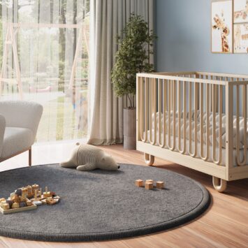 Kids’ Rug Fluffin Round Gray Non-slip