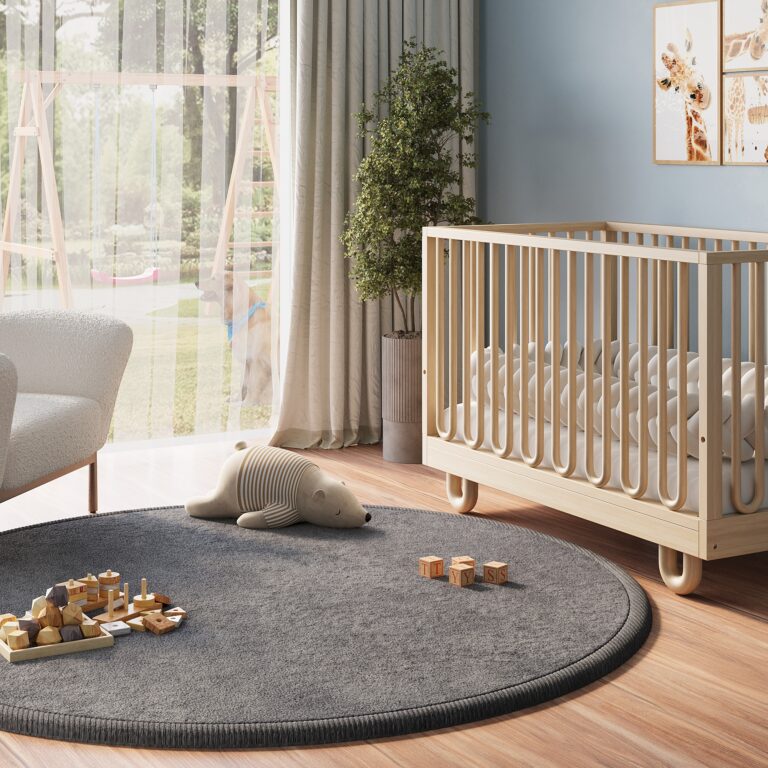 Kids’ Rug Fluffin Round Gray Non-slip