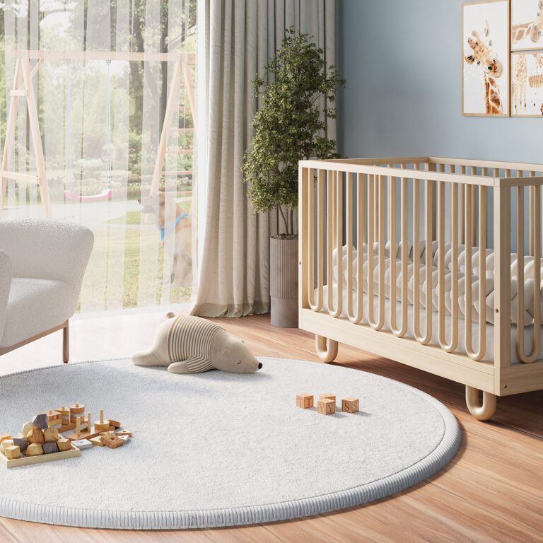 Kids’ Rug Fluffin Round Light Gray Non-slip