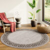 Area Rug Melissa Round Grey Black ZigZag Indoor Outdoor