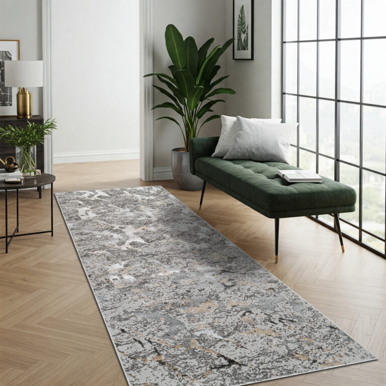 Carpet Runner Crystal Dark Grey Beige Modern