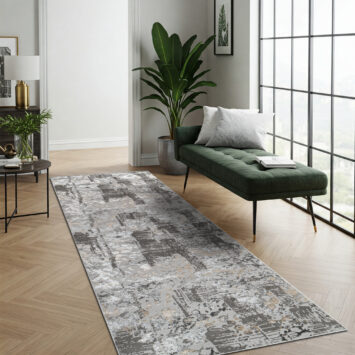 Carpet Runner Crystal Dark Grey Beige Abstract