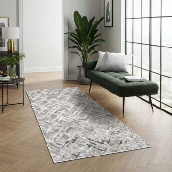 Carpet Runner Crystal Grey Beige ZigZag