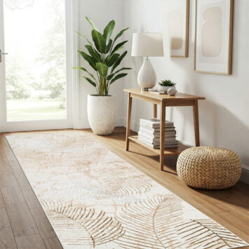 Carpet Runner Crystal Beige Brown Leaves