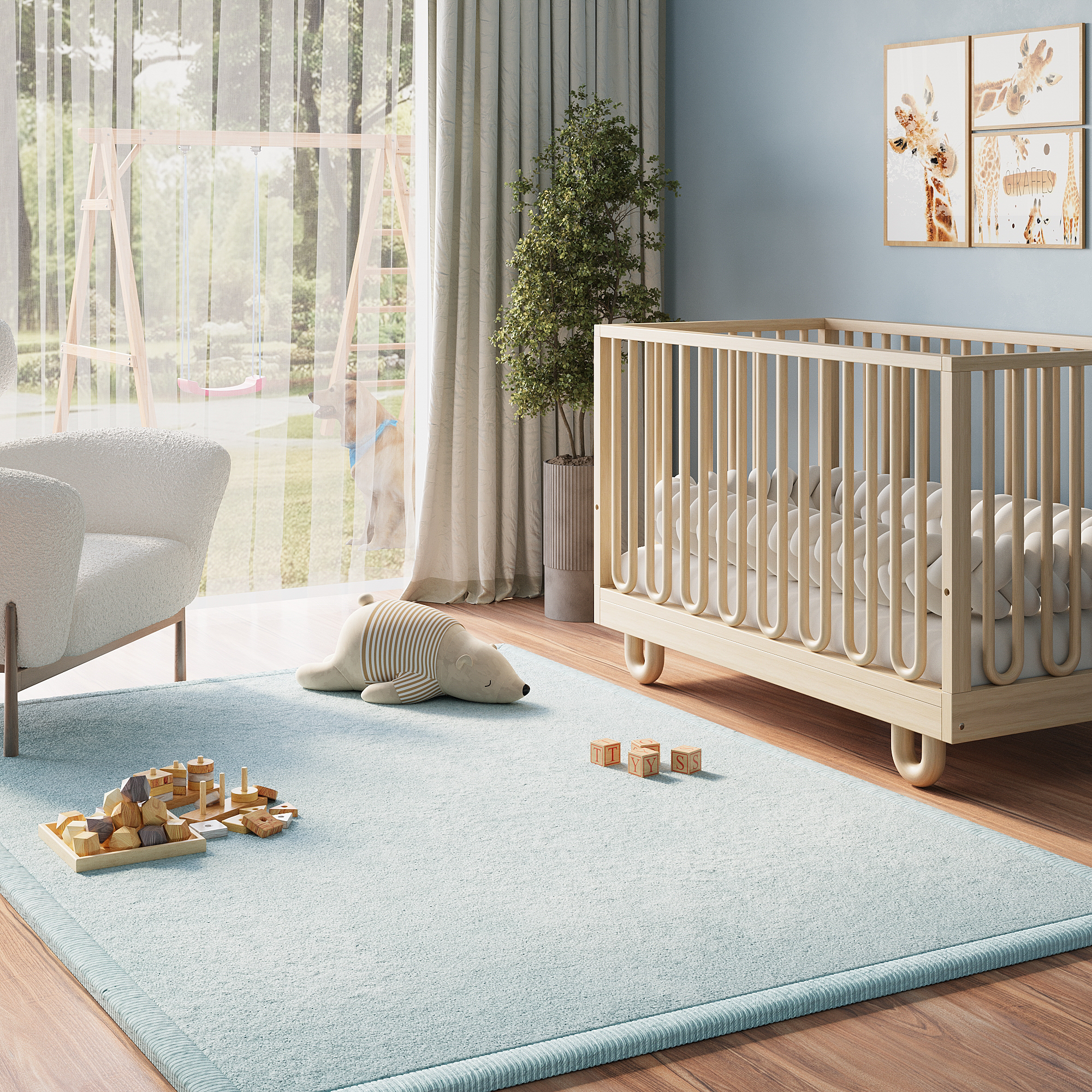 Kids’ Rug Fluffin Baby Blue Non-slip