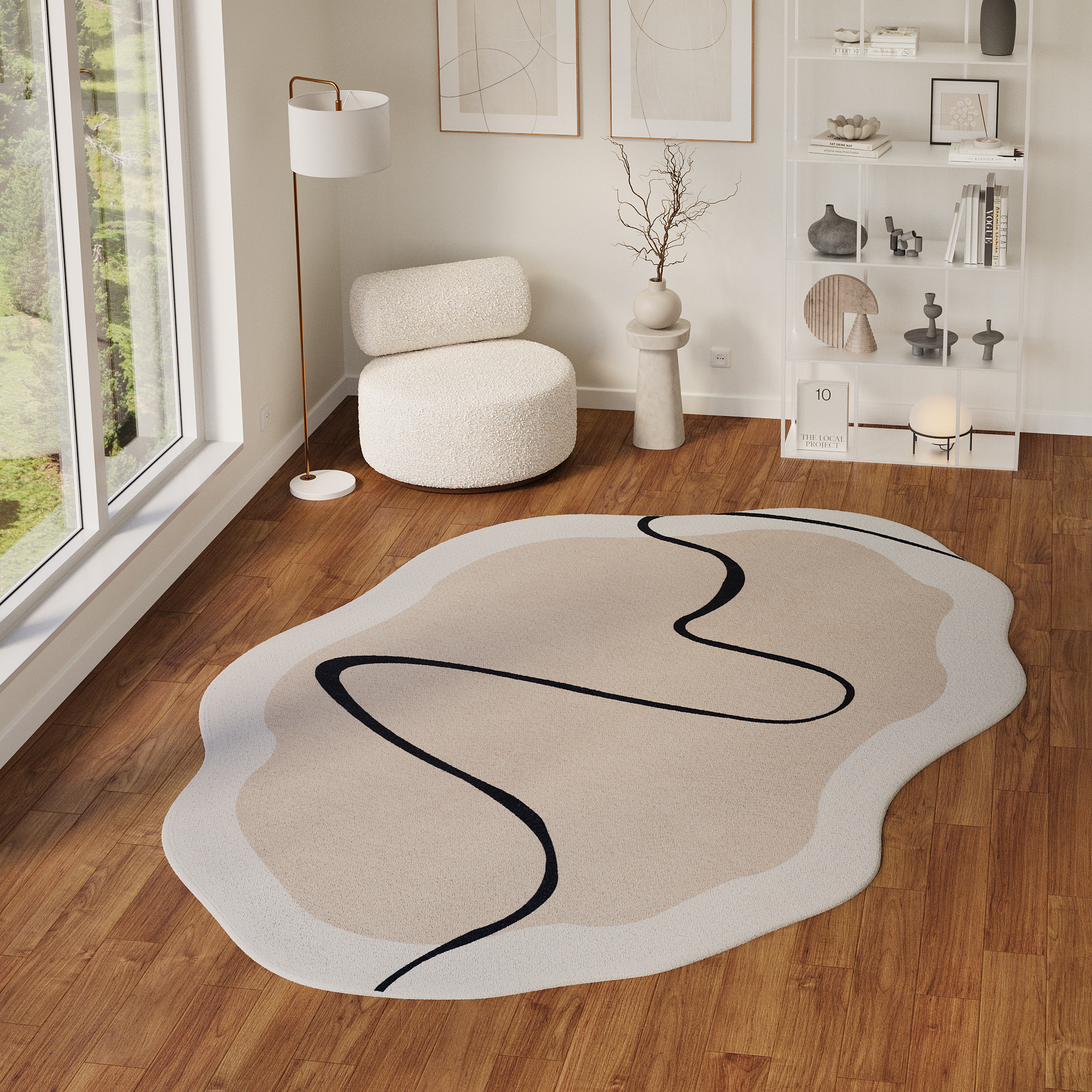 Area Rug Wisp With Irregular Shape Beige