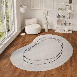 Area Rug Wisp With Irregular Shape White Lines