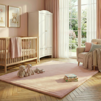 Kids’ Rug Fluffin Square Pink