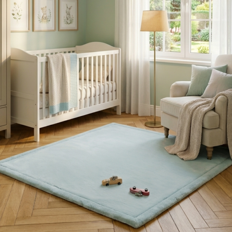 Kids’ Rug Fluffin Square Baby Blue