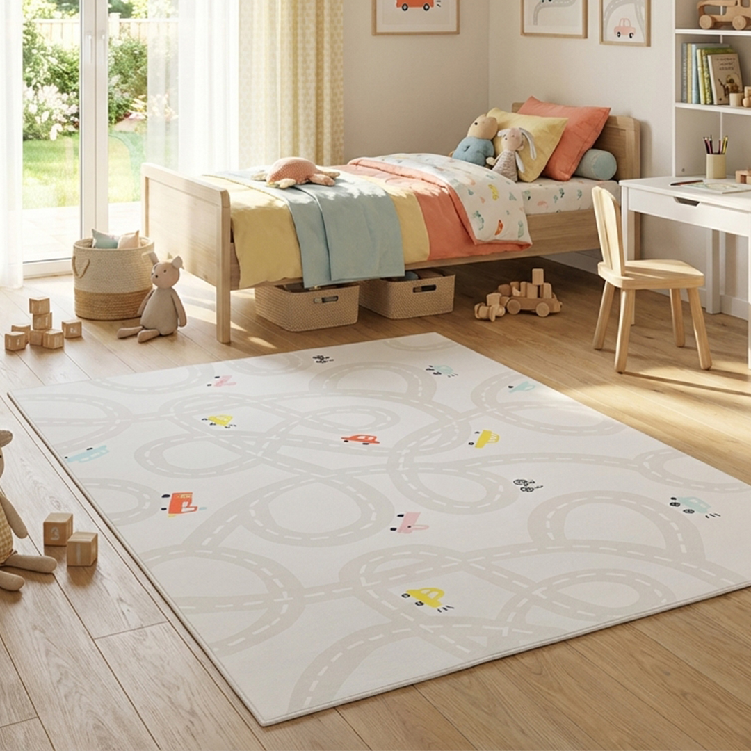 Children’s Rug Snooki Pastel Roads Beige Non-Slip