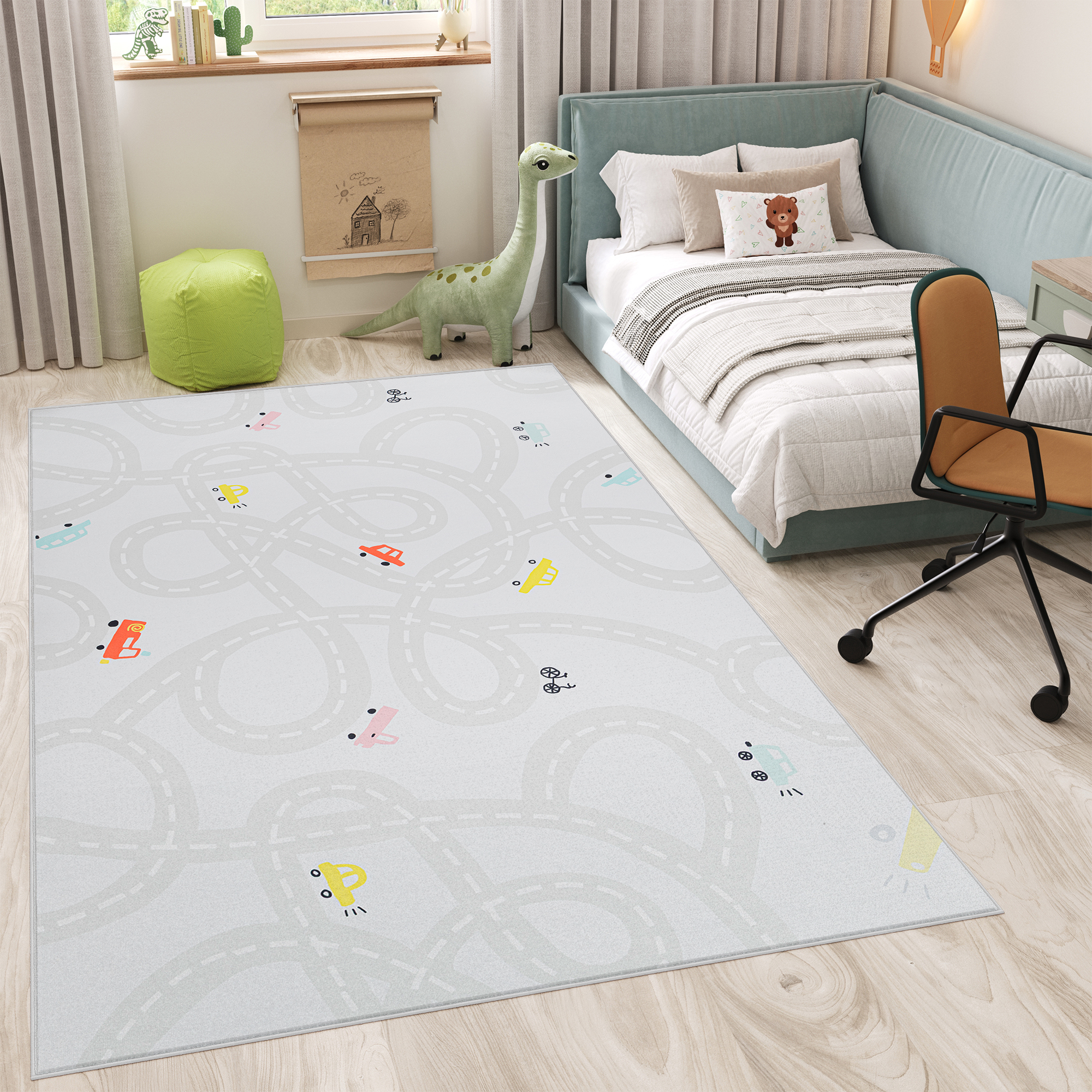 Children’s Rug Snooki Pastel Roads Beige Non-Slip