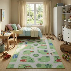 Children’s Rug Snooki City Green Non-Slip
