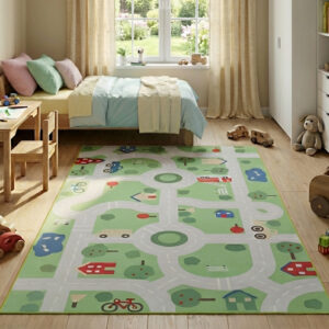 Children’s Rug Snooki City Green Non-Slip