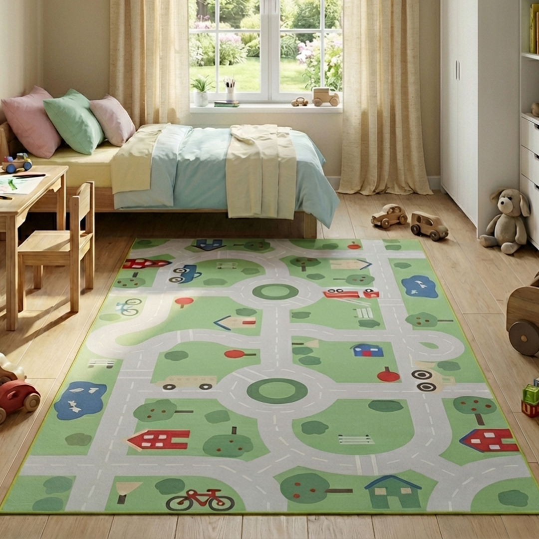 Children’s Rug Snooki City Green Non-Slip
