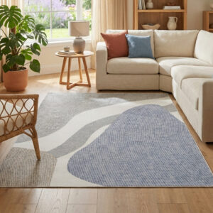 Area Rug Wisp Grey Blue Abstract