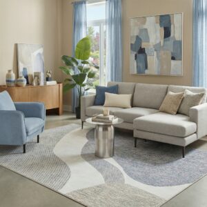Area Rug Wisp Grey Blue Abstract