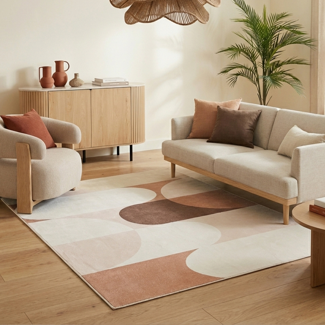 Area Rug Wisp Beige Pastel Geometric