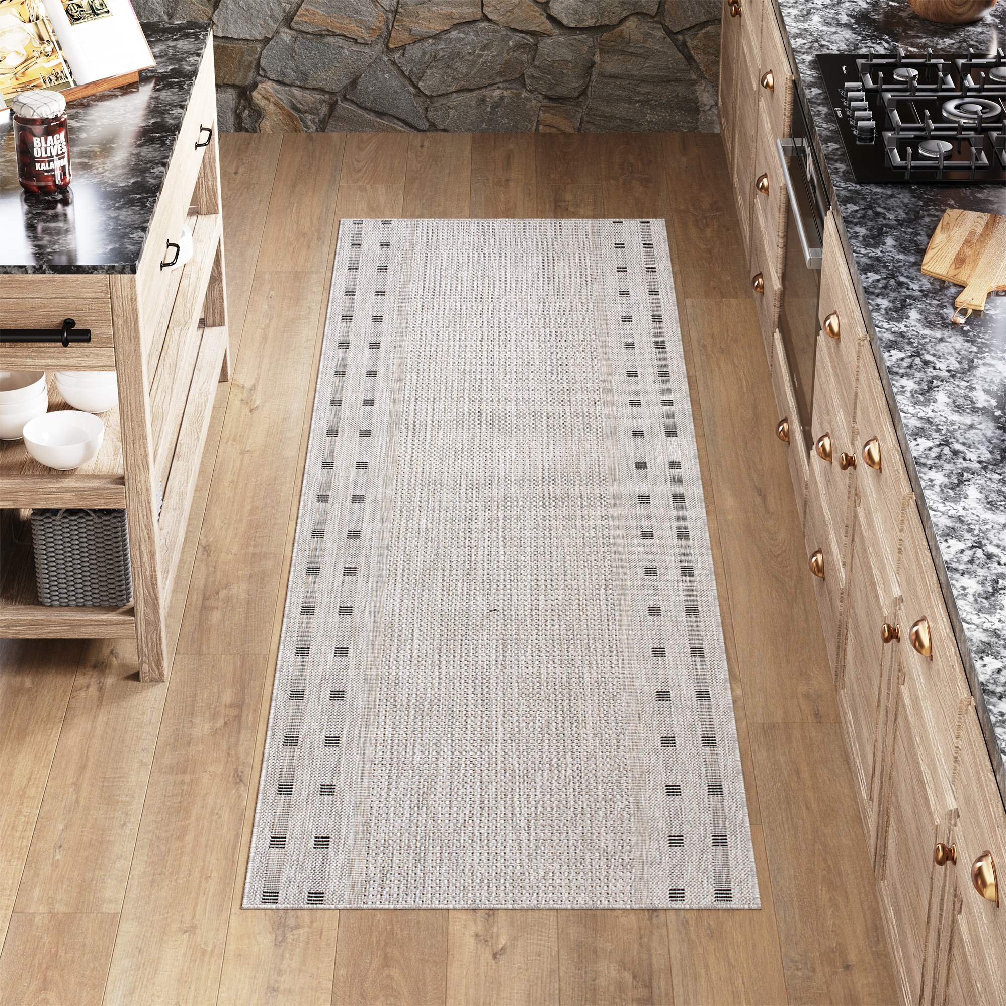 Carpet Runner Melissa Grey Border Indoor Outdoor
