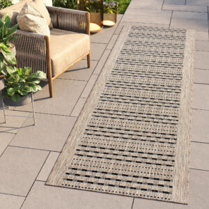 Carpet Runner Melissa Brown Black Stripes Indoor Outdoor