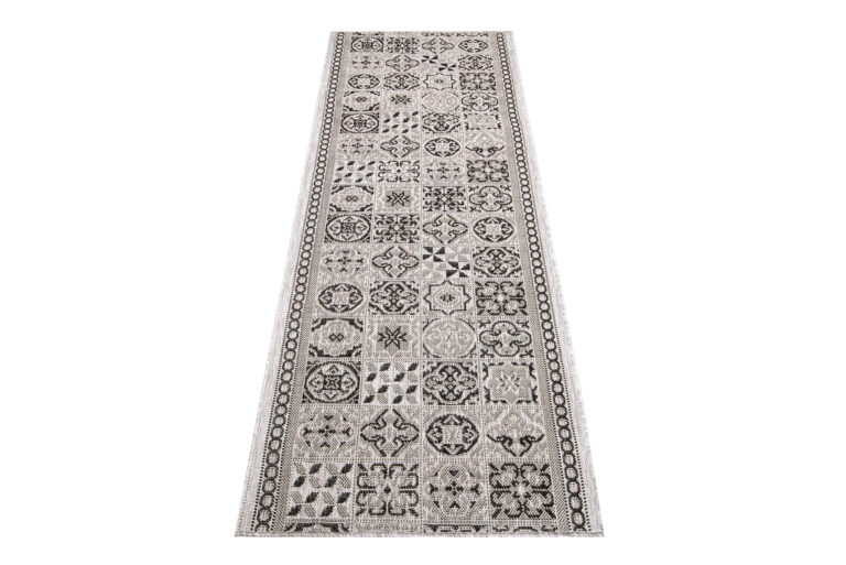 Carpet Runner Melissa Grey Black Mosaic Indoor Outdoor