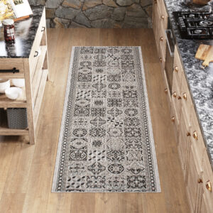 Carpet Runner Melissa Grey Black Mosaic Indoor Outdoor