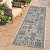 Carpet Runner Melissa Grey Black Mosaic Indoor Outdoor