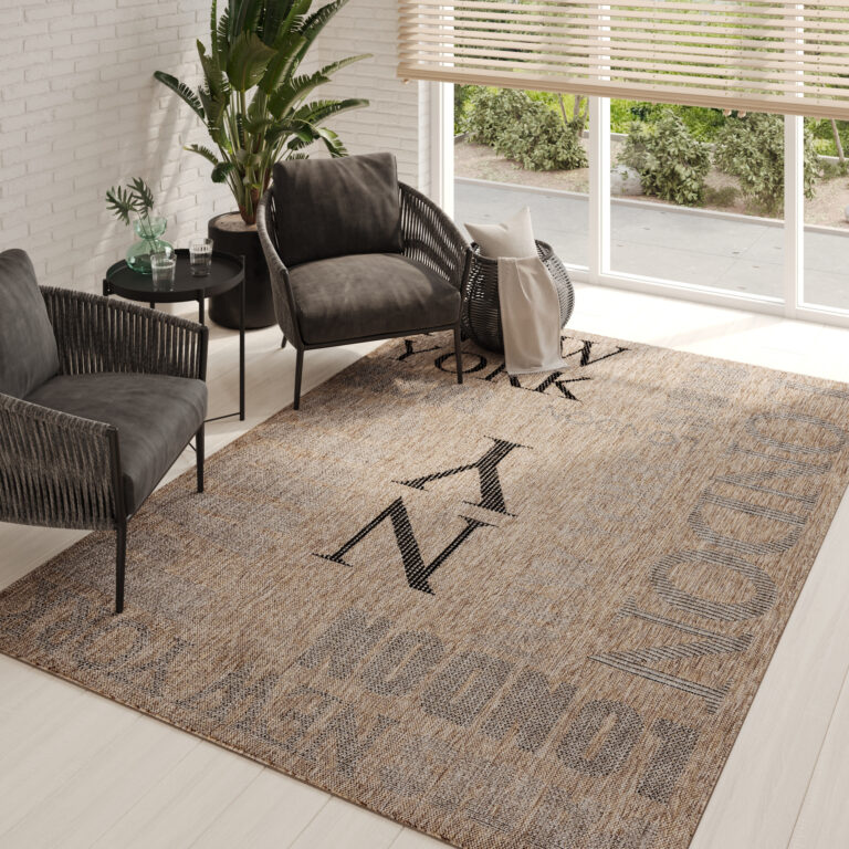 Area Rug Melissa Brown Black Cities Indoor Outdoor