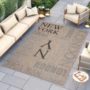 Area Rug Melissa Brown Black Cities Indoor Outdoor