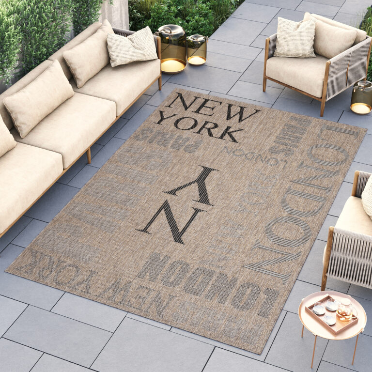 Area Rug Melissa Brown Black Cities Indoor Outdoor