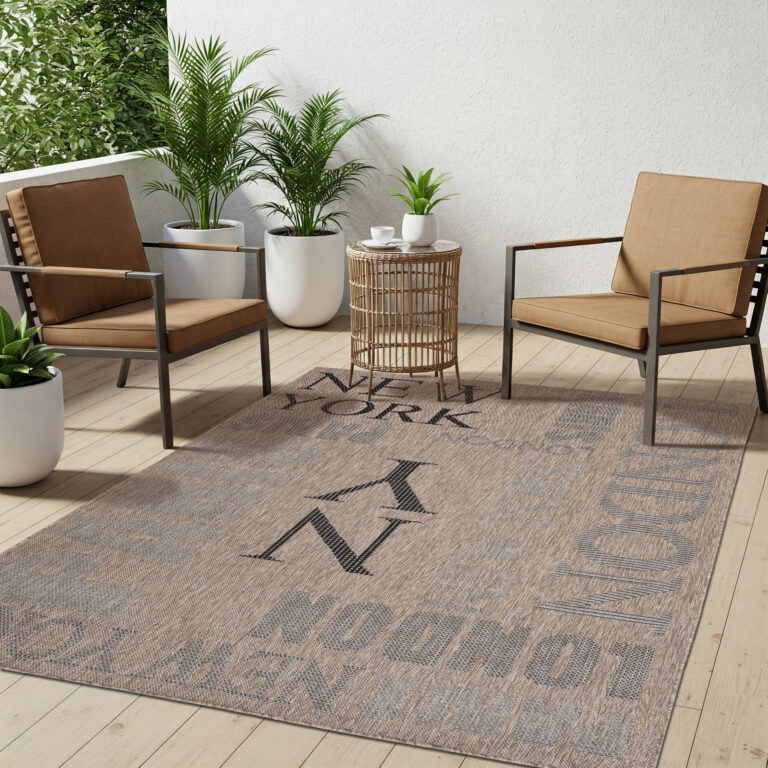 Area Rug Melissa Brown Black Cities Indoor Outdoor