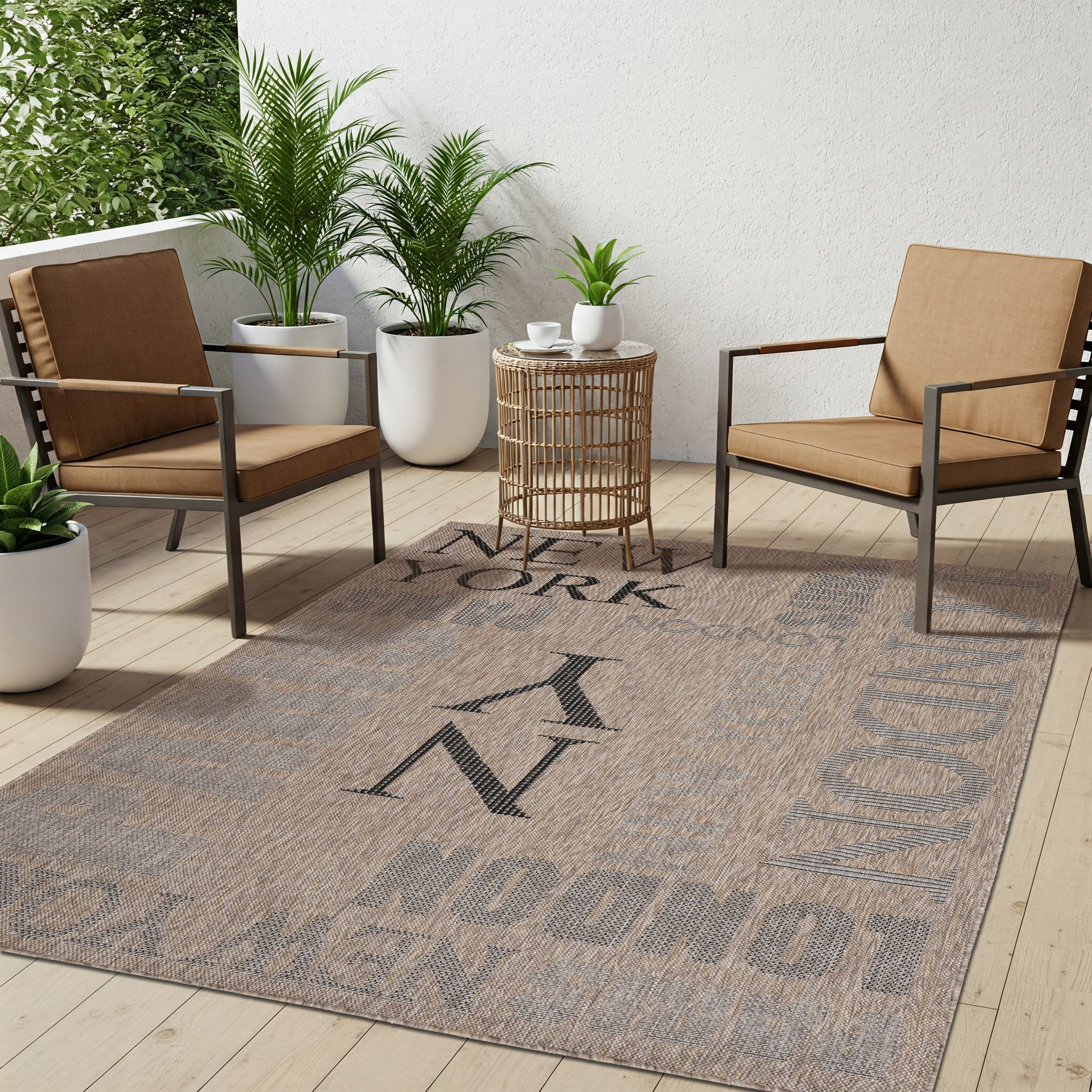 Area Rug Melissa Brown Black Cities Indoor Outdoor