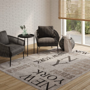 Area Rug Melissa Grey Black Cities Indoor Outdoor