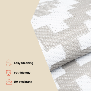 Area Rug Ibiza Outdoor Reversible Waterproof Black White