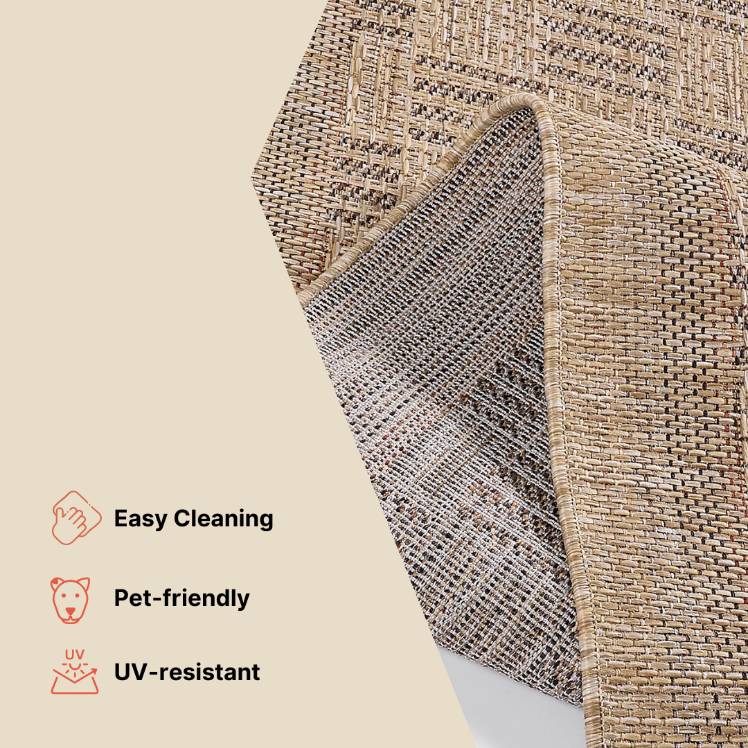 Outdoor Area Rug Yucana Beige Brown Stripes