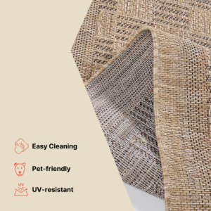 Outdoor Area Rug Yucana Beige Grey Stripes
