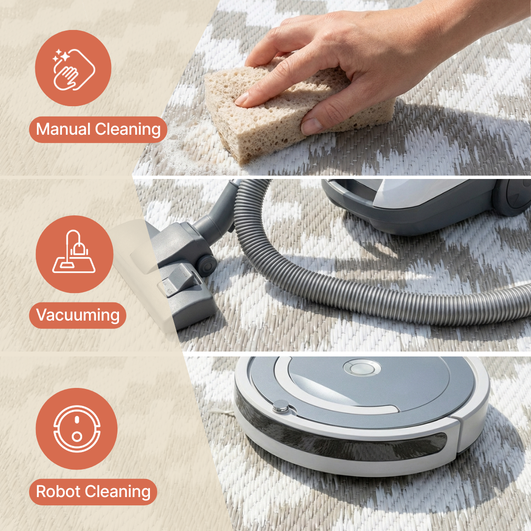 Area Rug Ibiza Outdoor Reversible Waterproof Black White Stripes