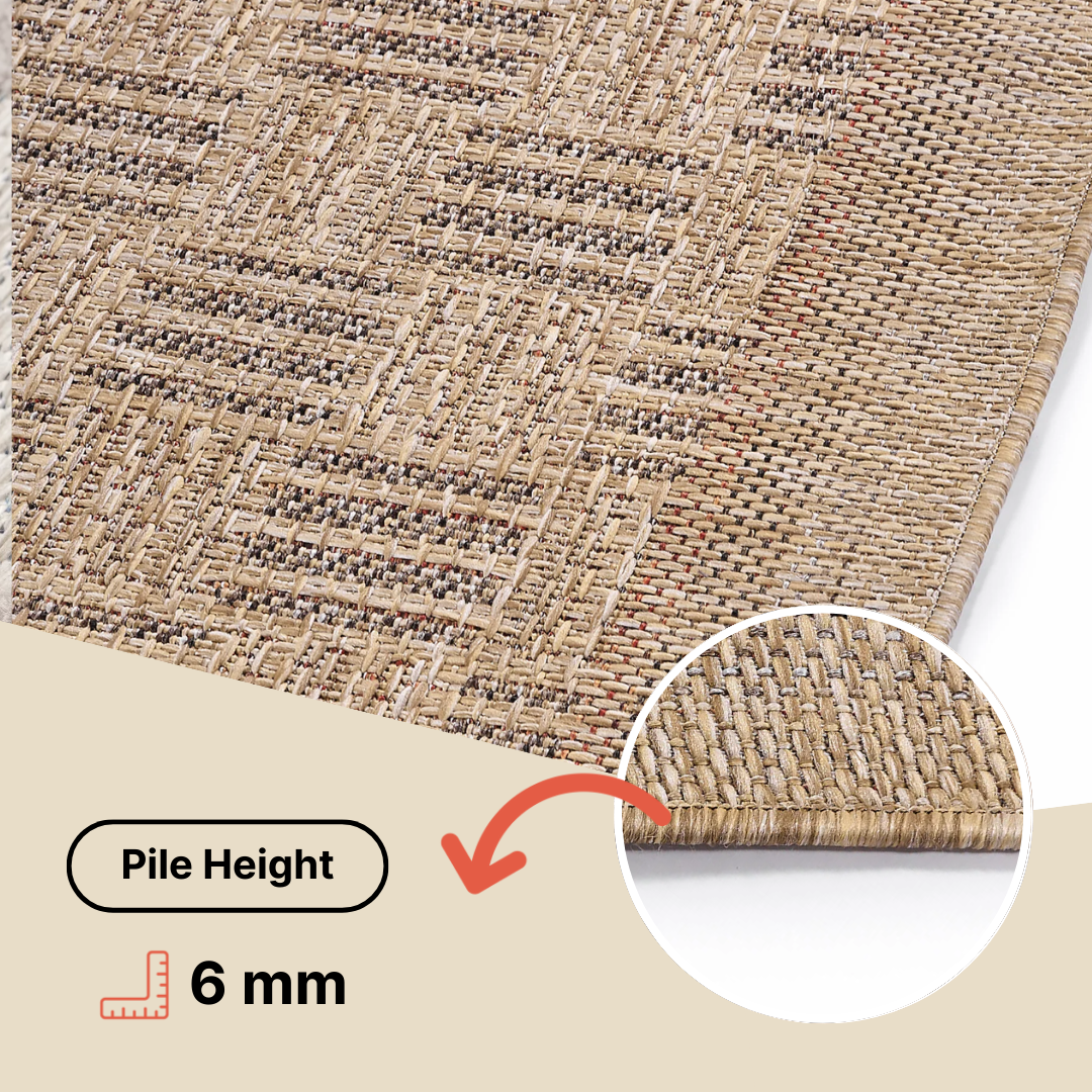 Outdoor Area Rug Yucana Beige Checkered
