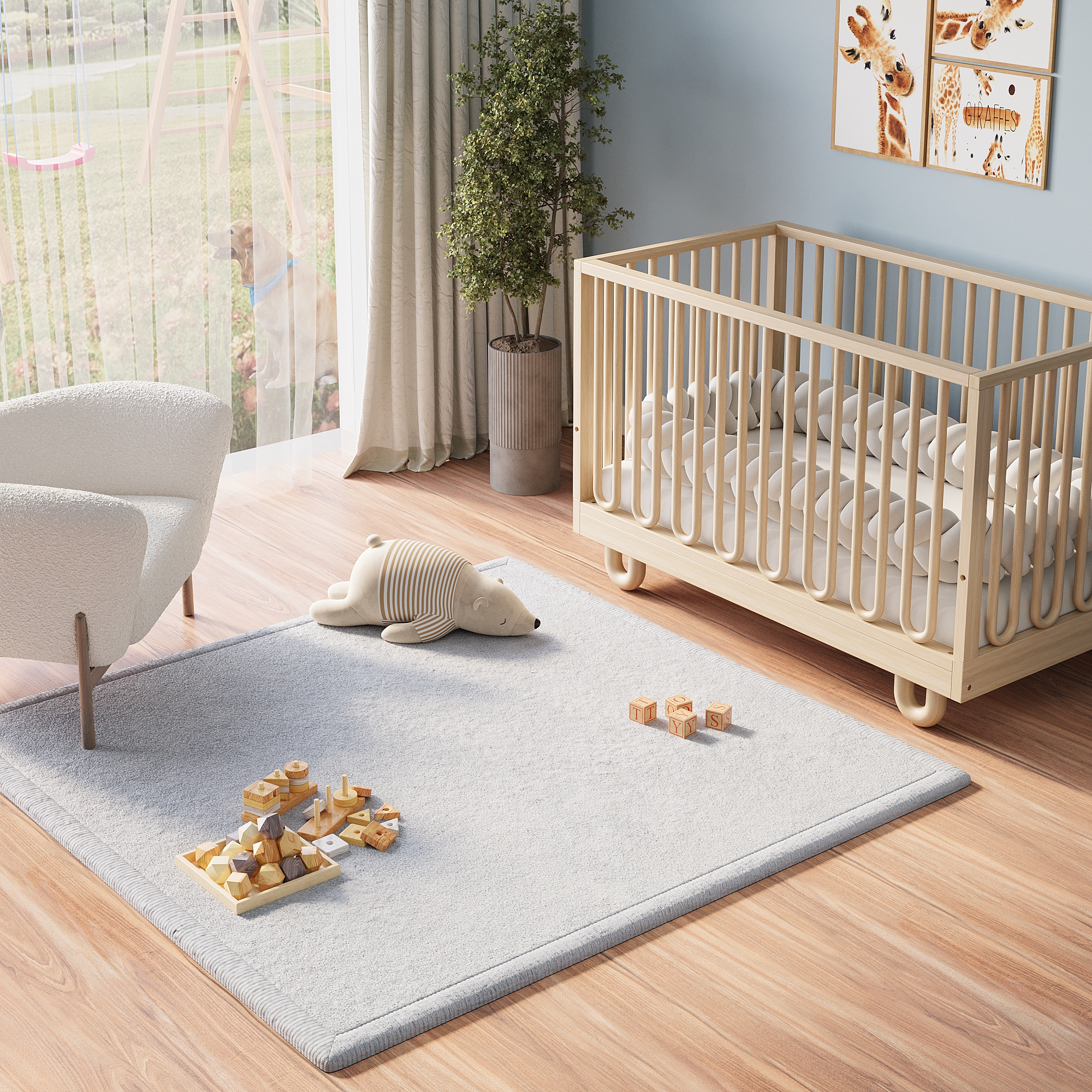 Kids’ Rug Fluffin Square Light Grey