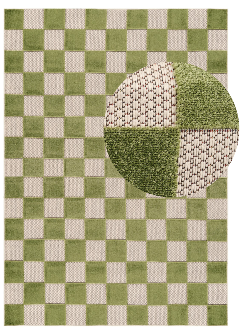 Checker Outdoor Rug Cream Green