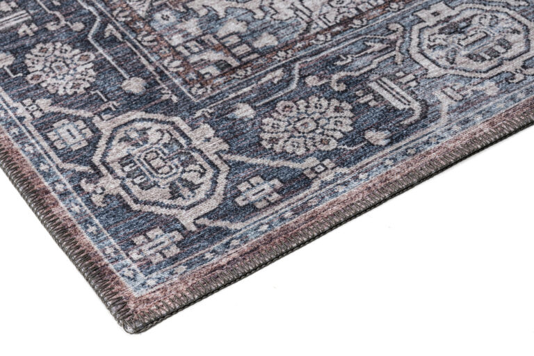 Dubai Navy Blue Vintage Non-Slip Rug